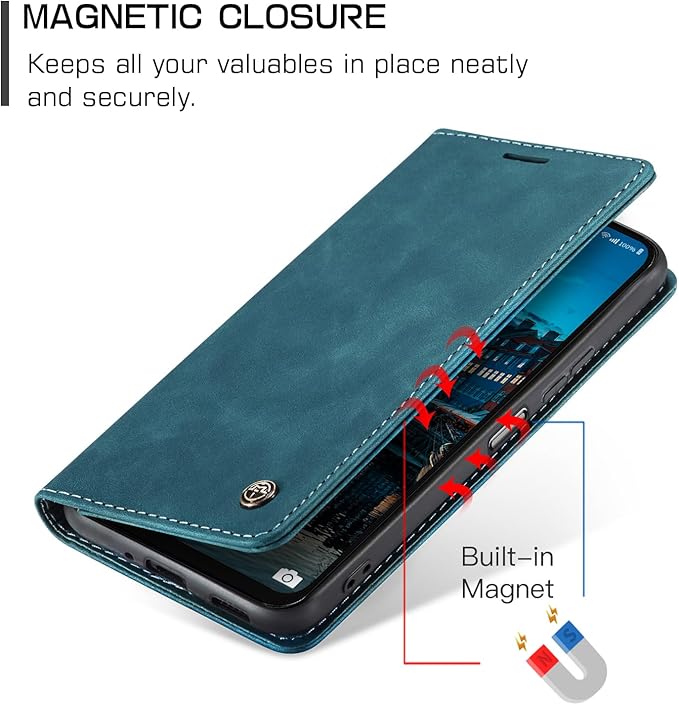 for Samsung Galaxy A16 5G Case, Flip Wallet Leather Case with Card Holder Magnetic Closure Shockproof Kickstand Protective Phone Cases Cover for Galaxy A16 5G / A16 4G, Blue-Green
