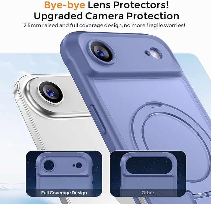 MOCCA Compatible with iPhone Air Case with Magnetic Invisible Stand [Full Camera Protection] [Compatible with Magsafe] Military Drop Shockproof Translucent Matte Phone Case Cover 6.5",Lavender Grey