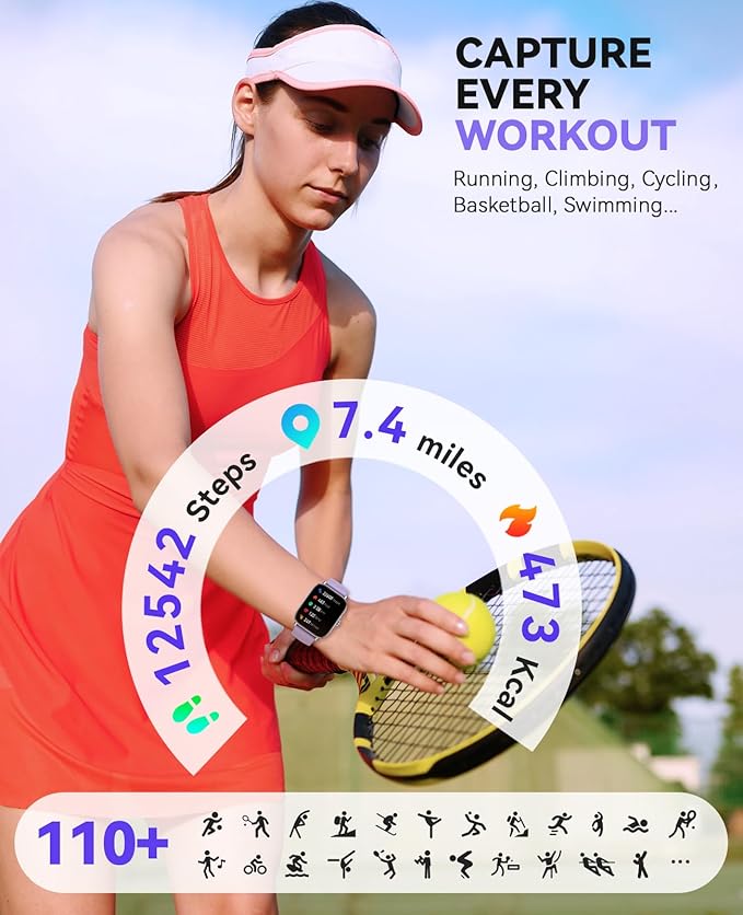 Smart Watch for Women Men- Answer/Make Call, 2025 IP68 Waterproof Fitness Step Sleep Tracker Watch with Monitor Activity Counter Smartwatch for Andriod iPhone iOS Samsung Compatible