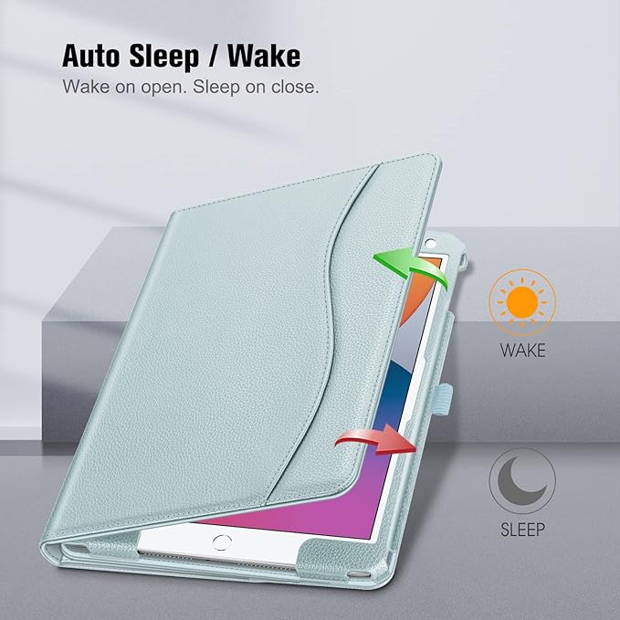 Fintie Case for iPad 9th / 8th / 7th Generation (2021/2020/2019) 10.2 Inch - [Corner Protection] Multi-Angle Viewing Stand Cover with Pocket & Pencil Holder, Auto Sleep Wake, Ice Blue