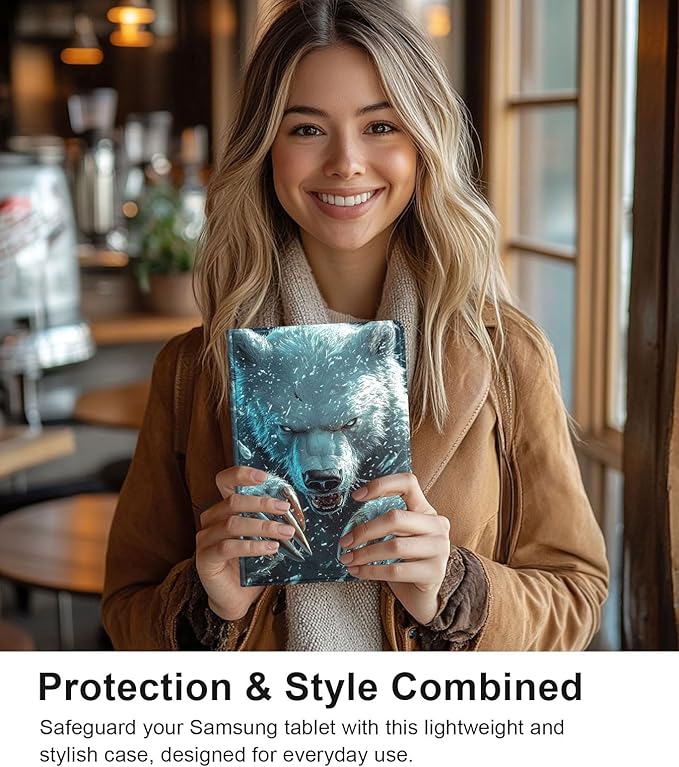 Case for Samsung Galaxy Tab S10 Plus/ S9 FE Plus/ S9 Plus 5G Tablet 12.4'', Slim PU Leather Stand Cover with Auto Wake/Sleep, Multi-Angle Viewing & Shockproof, White Bear with Claws