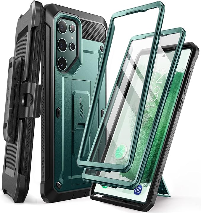 SUPCASE for Samsung Galaxy S22 Ultra Case with Stand, [Unicorn Beetle Pro] [2 Front Frames] [Built-in Screen Protector & Belt-Clip] Military-Grade Protection Phone Case for Galaxy S22 Ultra, Peacock