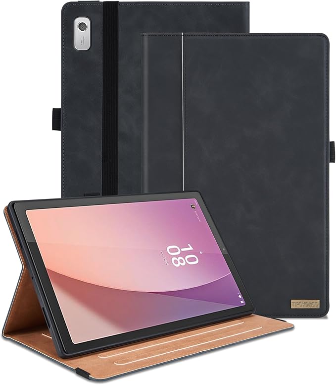 Case for Lenovo Tab M9 9.0 inch 2023 (TB-310FU) / Nook 9" Lenovo Tablet 2024, Multi-Angle Viewing Smart Cover with Pocket, Business PU Leather Flip Stand Cover-Black
