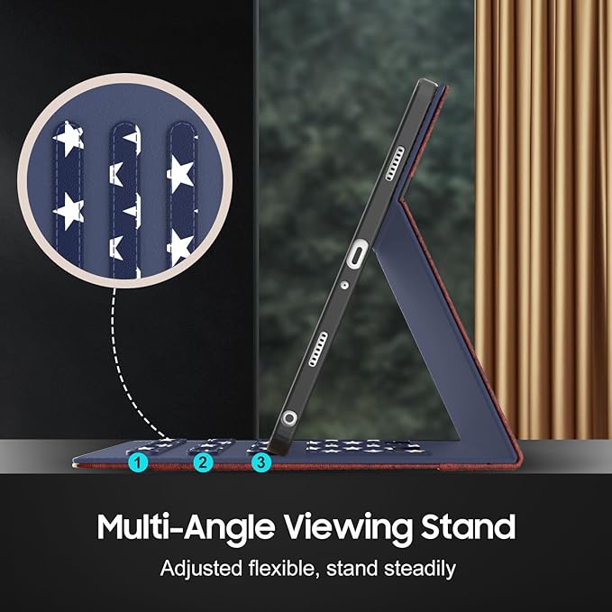 OKP Case for Samsug Galaxy Tab A9+ Plus 11 inch 2024(SM-X210/X216/X218), PU Leather Folio Cover with Multi-Angle Stand//Pen Holder, Auto Wake/Sleep Case for Galaxy A9+ 11" Tablet (Flag)