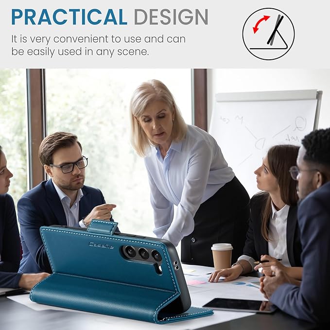 Case for Samsung Galaxy S24 Wallet Case, RFID Blocking PU Leather Flip Folio Cover Card Holder Kickstand Shockproof Phone Case Compatible with Samsung Galaxy S24, Blue