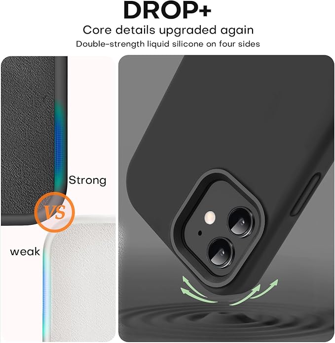 Vooii Compatible with iPhone 12 Case/iPhone 12 Pro Case, Liquid Silicone Upgrade [Soft Anti-Scratch Microfiber Lining] [Shockproof Drop Protection] Phone Case 6.1 inch - Black