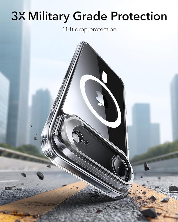 ESR for iPhone Air Case with Stash Stand, Camera Control Cover Compatible with MagSafe, Military-Grade Drop Protection Magnetic Phone Case for iPhone 17 Air Case, Scratch-Resistant Back Cover,Clear