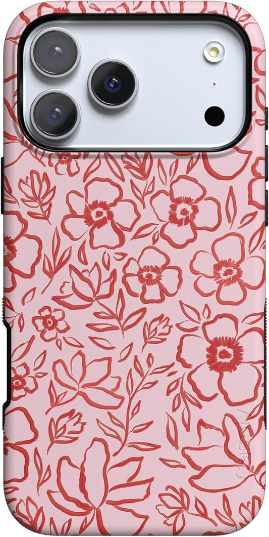 Casely iPhone 17 Pro Case | Blush Garden | Floral Doodle | Compatible with MagSafe | Bold Protective Design