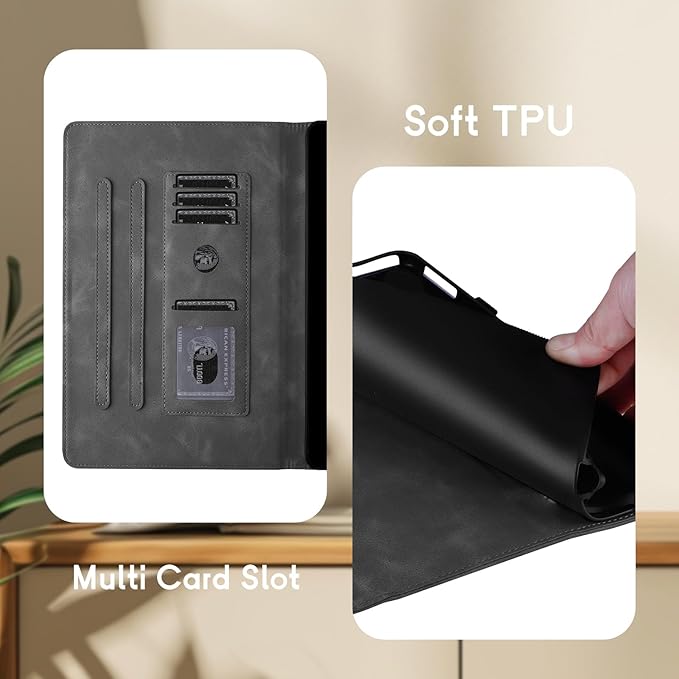 Mantala Funda para for Lenovo Tab M11 2024 11 Inch, Soft Touch Faux Leather with Card Slots and Kickstand, Water-Proof Precise Cutouts Tablet Case Compatible with Lenovo Tab M11 / Tab K11 Black