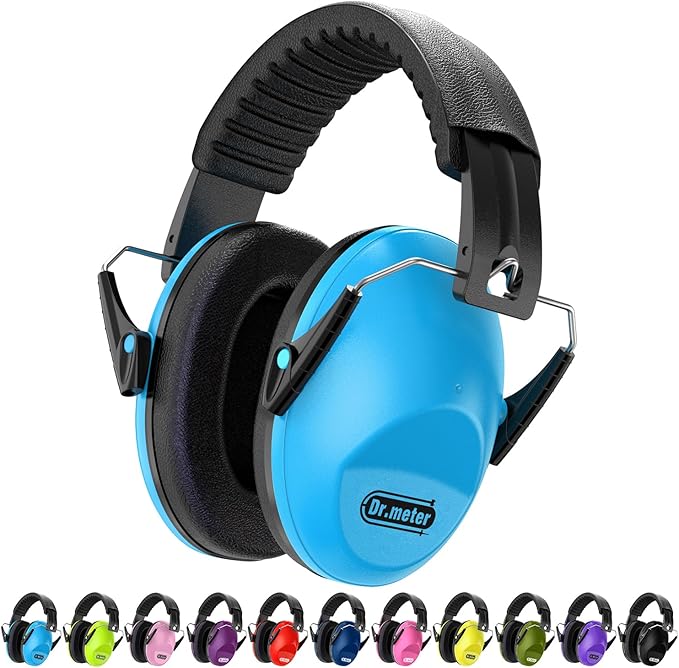 Dr.meter Ear Muffs for Noise Reduction: SNR27.4 Noise Cancelling Headphones for Autism with Adjustable Headband - Kids Ear Protection for Monster Jam, Fireworks, Concerts and Football Game - Blue