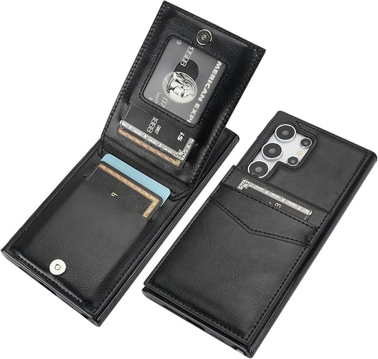 KIHUWEY for Samsung Galaxy S24 Ultra Case Wallet with Credit Card Holder, Flip Premium Leather Magnetic Clasp Kickstand Heavy Duty Protective Cover for Samsung Galaxy S24 Ultra 6.8" (Black)