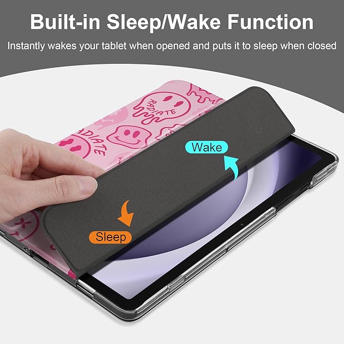 DONGKE Case for Samsung Galaxy Tab A9+/A9 Plus 11 inch 2024 2023 (SM-X210/X216/X218), Slim Stand Hard PC Translucent Back Shell Smart Cover, Auto Wake/Sleep - Melting Faces