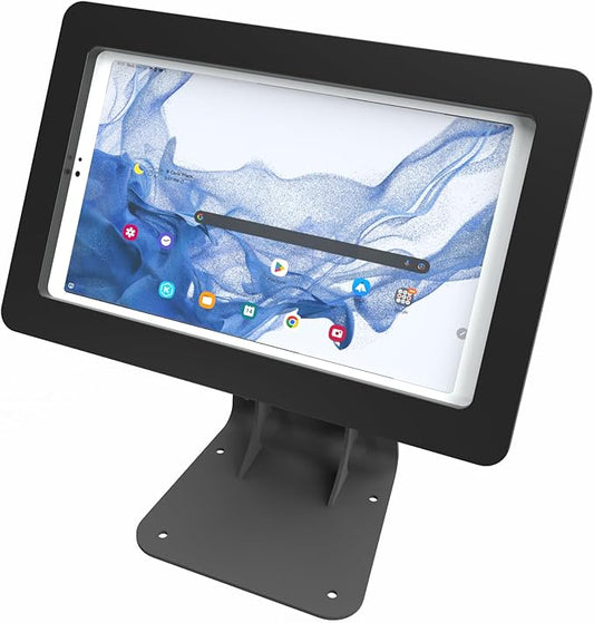 TABcare Anti-Theft Acrylic Case with 360 Rotate 180 Swivel Metal Desktop Stand & 90-Degree USB C Cable for Samsung Galaxy TAB A7 Lite 8.7" Tablet (Black, TAB A7 Lite 8.7)