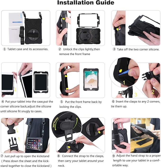 BRAECN Case for Galaxy Tab S6 10.5 2019,Hybrid Heavy Duty Shockproof Case with [Pen Holder][Handle Grip Strap][Rotating Stand][Shoulder Strap]for Galaxy Tab S6 10.5 inch SM-T860/T865/T867 2019-Purple