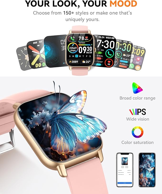 Smart Watches for Men Women(Answer/Make Call), 1.85 inch HD Fitness Tracker Watch with Activity Counter/Sleep Monitor/ 110+ Sports Modes, IP68 Waterproof Smart Watch for Andriod iPhone iOS Compatible