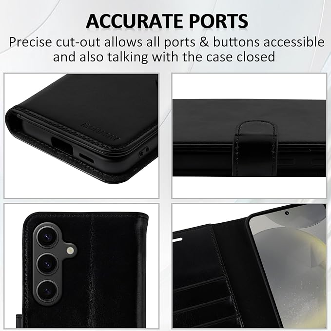 MONASAY Wallet Case Fit for Samsung Galaxy S24+ Plus 5G, [Lens & Glass Screen Protector Included] [RFID Blocking] Flip Folio Leather Cell Phone Cover with Credit Card Holder，6.7 inch, Black
