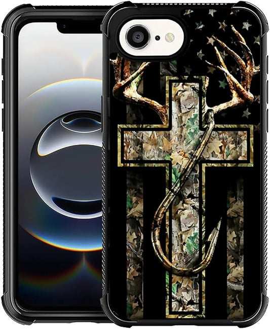 Compatible with iPhone 16e Case,Forest Antler Flag Phone Cover for Men/Women,Soft TPU Anti-Skid Thread and Four Corner Anti-Collision Protection Case Compatible with iPhone 16e 6.1inch