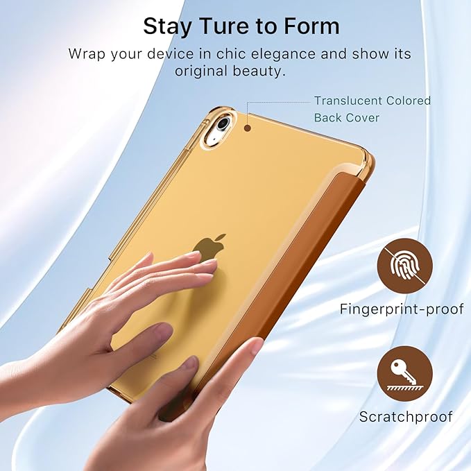 MoKo for iPad (A16) 11th Generation Case 11 Inch 2025, iPad 10th Generation Case 10.9 Inch 2022 with Pencil Holder, Slim Light Trifold Protective Cover with Hard PC Translucent Back Shell, Dark Coffee