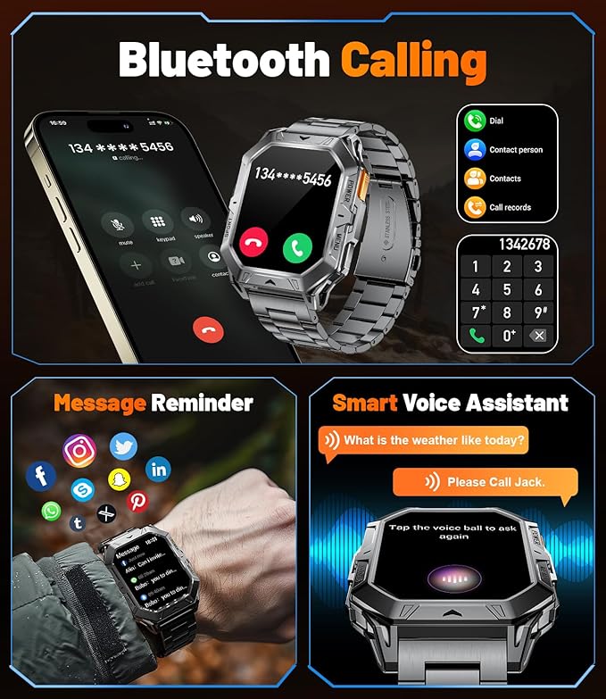 LIGE Smart Watches for Men with 100+Day Standbytime(1000mAh, Smart Watch with 2.13" AMOLED, Make/Answer Call, 110 Sports Modes, Military Waterproof, Sleep Monitor, iOS Android Fitness Tracker