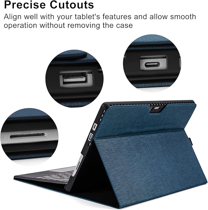 Omnpak Case for Microsoft Surface Pro 7 Plus /7/6 /5/4 with Stylus Holder, Multiple Angle Polyester Slim Lightweight Cover, Compatible with Type Cover Keyboard (Not Include Keyboard)