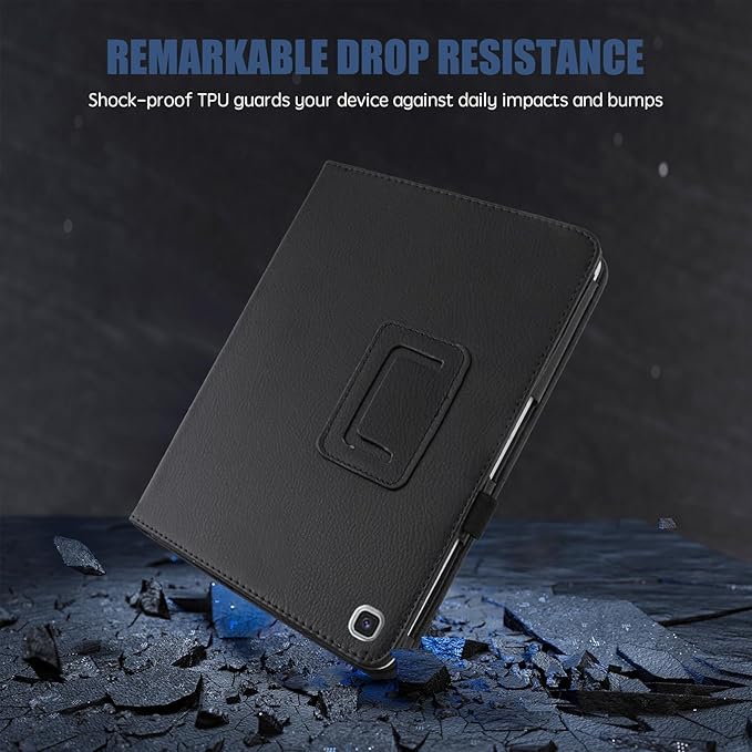 Slim Leather Case for Samsung Galaxy Tab A7 Lite 8.7'' 2021 (SM-T220 T225 T227), Multi-Angle Stand Full-Protective Tablet Cover Book Case with Stylus Pen,Screen Film (Black)