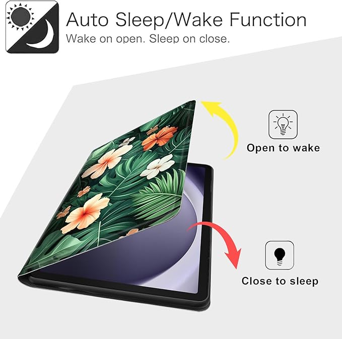 Case for Samsung Galaxy Tab A9+/A9 Plus 11” 2023 Model (SM-X210/X216/X218), Slim PU Leather Stand Cover with Auto Wake/Sleep, Multi-Angle Viewing & Shockproof, Banana Leaves