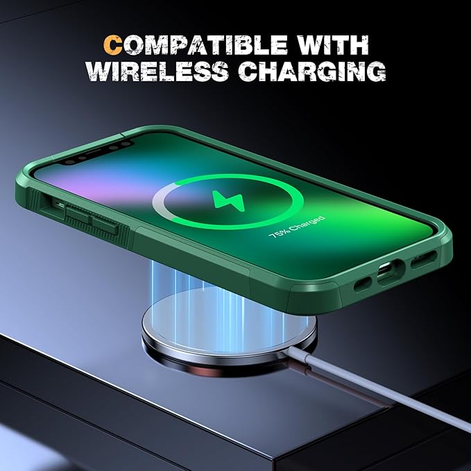 Diaclara Designed for iPhone 13 Case, [with Privacy Screen Protector] [Anti Spy] [Military Grade Drop Protection] Heavy Duty Full-Body Shockproof Phone Case, Green