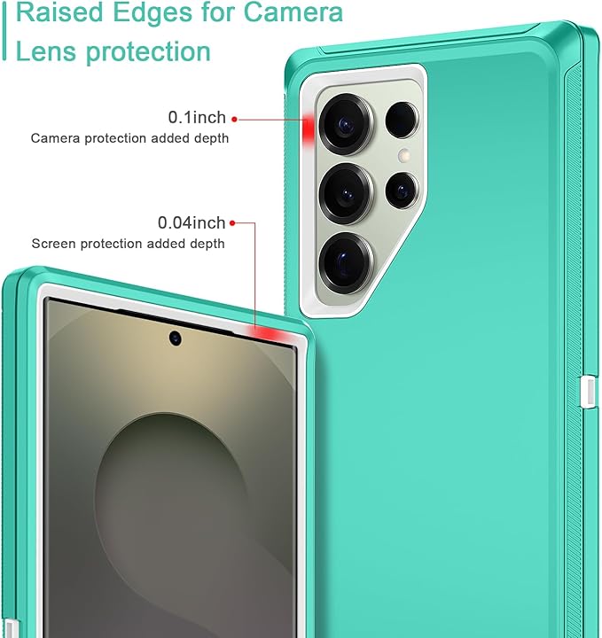 for Samsung Galaxy S25 Ultra Case Heavy Duty Protective Shockproof Dropproof 3-Layer Full Body Protection [Without Screen Protector] Tough Rugged Case for Galaxy S25 Ultra,Teal/White