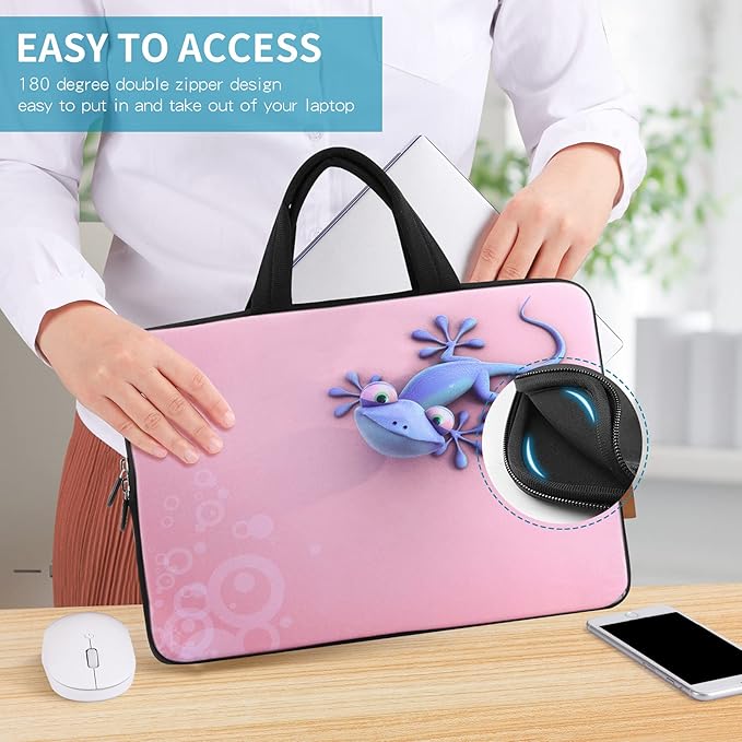 icolor 11 11.6 12 12.1 12.5 inch Laptop Carrying Bag Chromebook Case Notebook Ultrabook Bag Tablet Cover Neoprene laptop Sleeve case chromebook sleeve with Handle Kids Boys Girls Cute Gecko