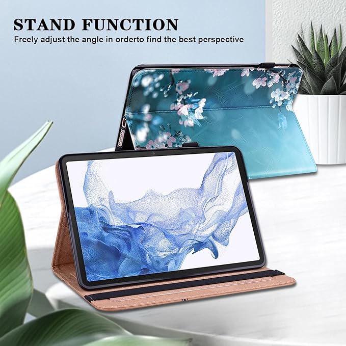 Case for Lenovo Yoga Tab Plus 12.7 inch 2025 Tablet, PU Leather Folio Shockproof Protective Cover for Lenovo Yoga Tab Plus 12.7" - Plum Blossom