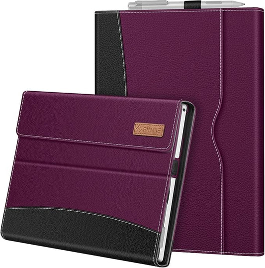Fintie Case for 12.3 Inch Microsoft Surface Pro 7 Plus, Surface Pro 7/6/5/4/3 - Portfolio Business Cover with Pocket, Compatible with Type Cover Keyboard, Purple
