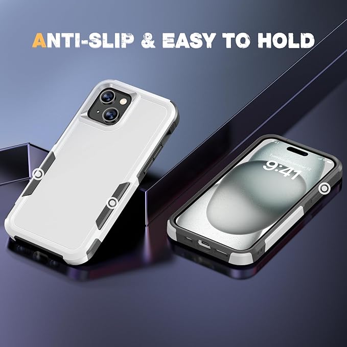 Diaclara Designed for iPhone 15 Plus Case, [with Privacy Screen Protector] [Anti Spy] [Military Grade Drop Protection] Heavy Duty Full-Body Shockproof Phone Case, White