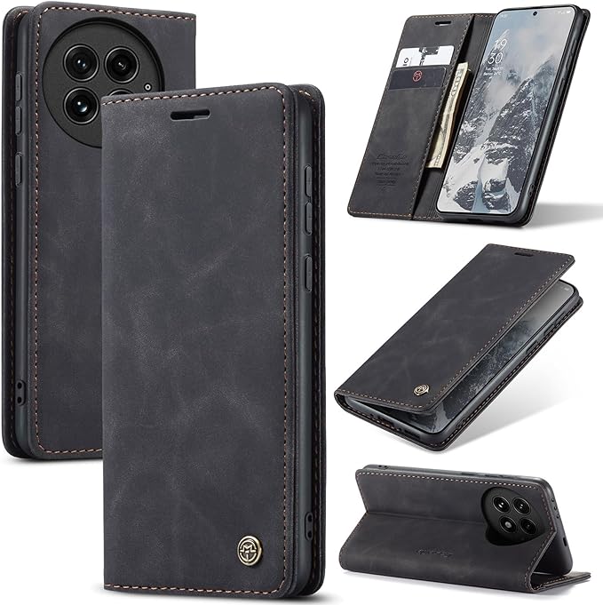 for OnePlus 13 Case, Flip Wallet Leather Case with Card Holder Magnetic Closure Shockproof Kickstand Protective Phone Cases Cover for OnePlus 13, Black
