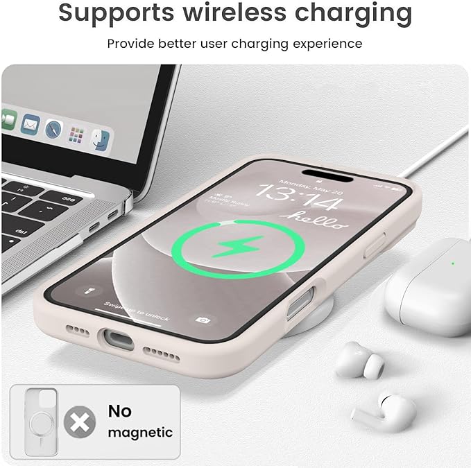 Vooii Compatible with iPhone 16 Pro Max Case, Liquid Silicone Upgrade [Camera Protection] [Soft Anti-Scratch Microfiber Lining] Shockproof Phone Case for iPhone 16 Pro Max 6.9 inch - Stone