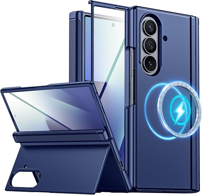 for Samsung Galaxy Z Fold 7 Case Magnetic Power with [Kickstand][Hinge Protection] Full Body Screen Protector Shockproof Phone Case for Galaxy Z Fold 7 Case(Blue)