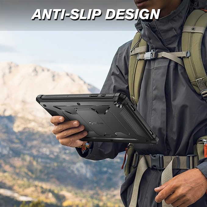 Fintie Shockproof Case for Samsung Galaxy Tab A9 Plus/A9+ 5G 11 Inch 2023 Model (SM-X210/X216/X218), Tuatara Rugged Unibody Hybrid Bumper Kickstand Cover Built-in Screen Protector, Black