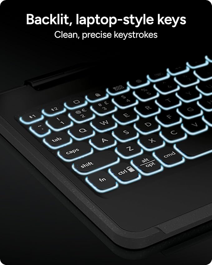 ZAGG Rugged Book Detachable Case and Magnetic-Hinged Keyboard for iPad Air, iPad Air 2, iPad 9.7, iPad 9.7 Pro - Multi-Device Bluetooth Pairing, Backlit Keyboard - USB-C to USB-C Cable Included, Black