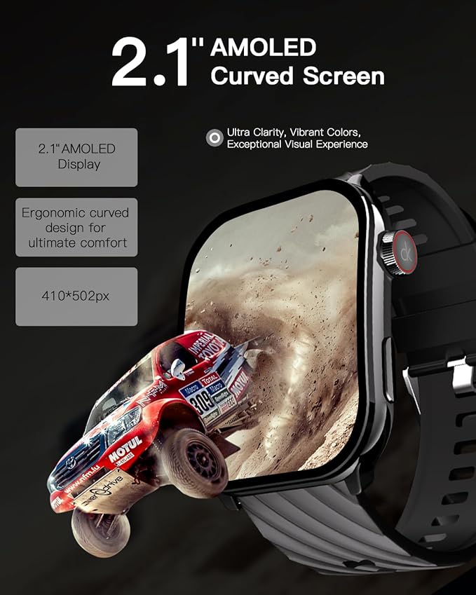 Smart Watch (Answer/Make Calls), 2.1" Curved AMOLED Screen Smartwatch for Men Women 100+ Sport Modes Fitness Watchs with Blood Oxygen/Sleep/Heart Rate Monitor, Smartwatch for Android & iPhone