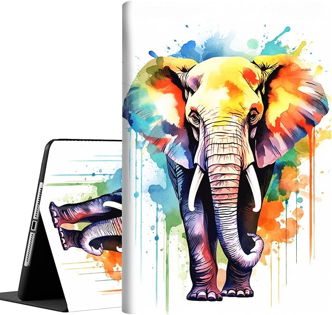 Case for Galaxy Tab A9 Plus ， Auto Sleep/Wake Multi-Angle Viewing Slim Folio Stand Cover for Samsung Galaxy Tab A9+/A9 Plus 11 Inch 2023 (SM-X210/X216/X218), Watercolor Elephant