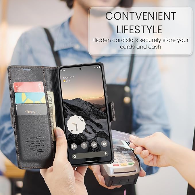 for Google Pixel 9/9 Pro Case, Premium PU Leather Wallet Case Flip Cover with [RFID Blocking][Card Holder][Stand Function] Shockproof Protective for Google 9/9 Pro, Black