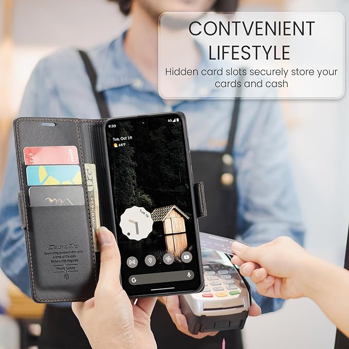 for Google Pixel 9 Pro XL Case, Premium PU Leather Wallet Case Flip Cover with [RFID Blocking][Card Holder][Stand Function] Shockproof Protective for Google 9 Pro XL, Black