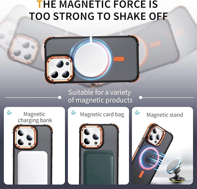 16 Pro Max Case Magnetic for iPhone 16 Pro Max Phone, Compatible with MagSafe, Military-Grade Protection, Slim Magnetic Phone Case for iPhone16 Pro Max 6.9 inch, Orange