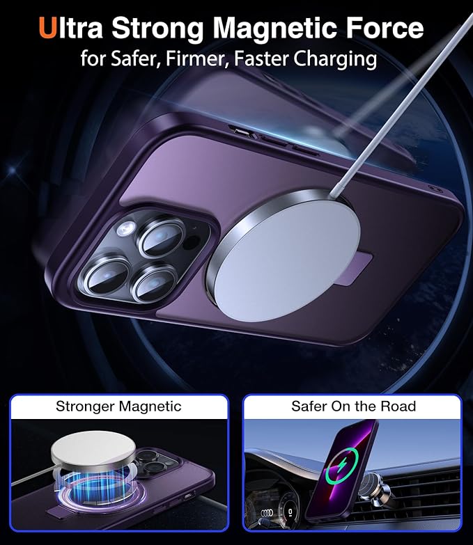 3-in-1 [Magnetic+Kickstand+Ring Holder] for iPhone 14 Pro Max Case Stand Ring Holder Compatible with MagSafe, Military Shockproof Protective iPhone 14 Pro Max Phone Case Kickstand Cover
