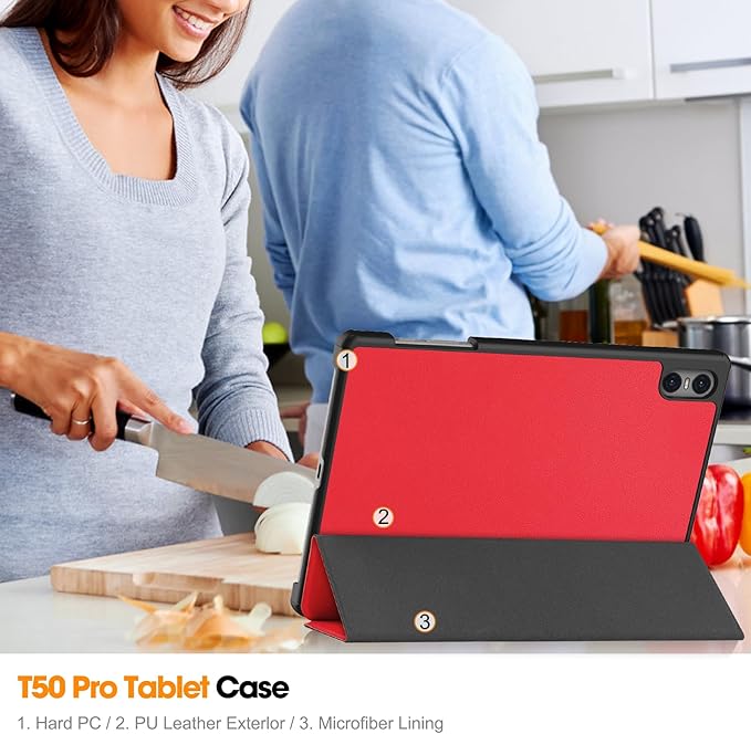 Case for TECLAST T50 Pro 11 inch Tablet, Folding Folio Ultra-Thin PU Leather Stand Case Cover for Teclast T50 Pro Red