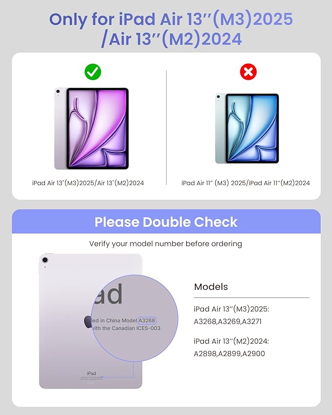 typecase Edge+ Keyboard Case for iPad Air 13-inch(M3 2025 / M2 2024),Ultra-Slim Detachable Case,Portrait & Typing Modes,Built-in Trackpad,11-Color Backlight,Magnetic Stand,Pencil Holder,White