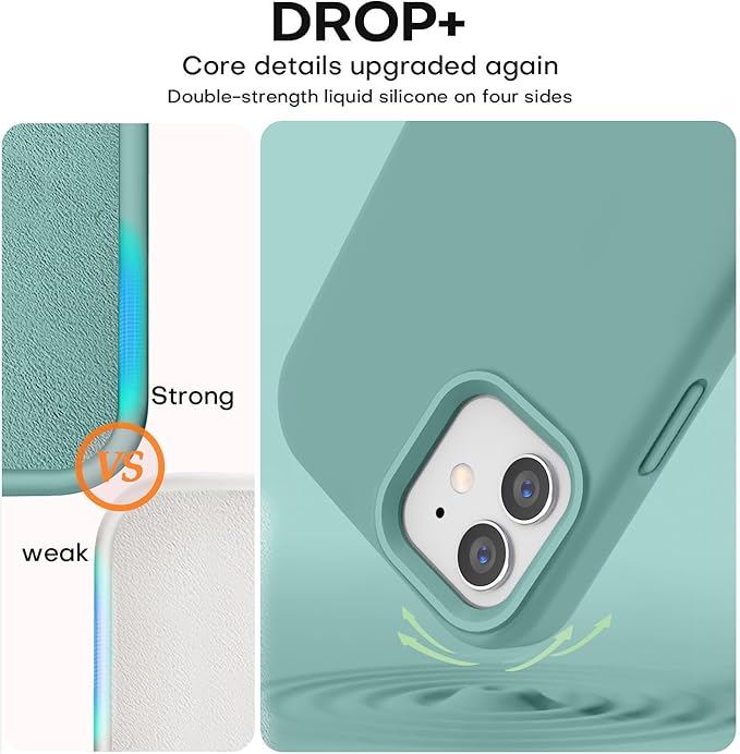 Vooii Compatible with iPhone 12 Case/iPhone 12 Pro Case, Liquid Silicone Upgrade [Soft Anti-Scratch Microfiber Lining] [Shockproof Drop Protection] Phone Case 6.1 inch - Pine Green