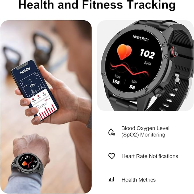 Fila Smart Watch for Men Women, 1.43’’ AMOLED Fitness Tracker with Heart Rate/Sleep Monitor, 130+ Sport Modes, Activity Tracker, Pedometer for Android iOS