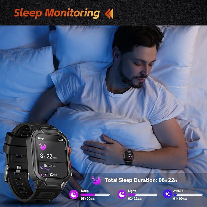 Smart Watches for Men (Answer/Make Calls), 1.96" Fitness Smart Watch with Heart Rate/Blood Oxygen/Sleep Monitor/100+ Sport Modes, 3ATM Waterproof Smartwatch Mens Watches for Android and iPhone