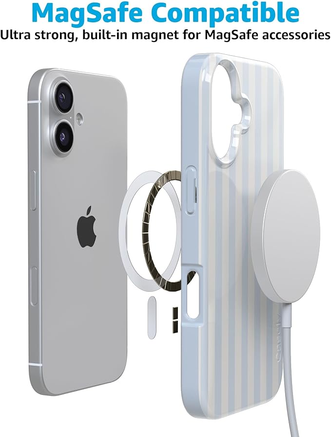 Casely iPhone 17 Case | Blue Stripes | Sunday Best | Compatible with MagSafe | Classic Ultra Slim Design