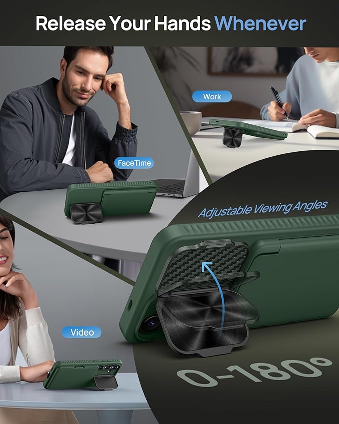 for Samsung Galaxy S25 Case Wallet with Stand, Built-in Card Holder & Camera Cover, Military Grade Drop Protection Shockproof Rugged Protective Wallet Phone Case for Samsung S25 5G 2025, Green